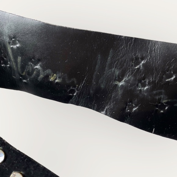 Susan Hyman Vintage Black Suede Belt Wide Studded Half Moon Buckle 80s Statement - Picture 15 of 15